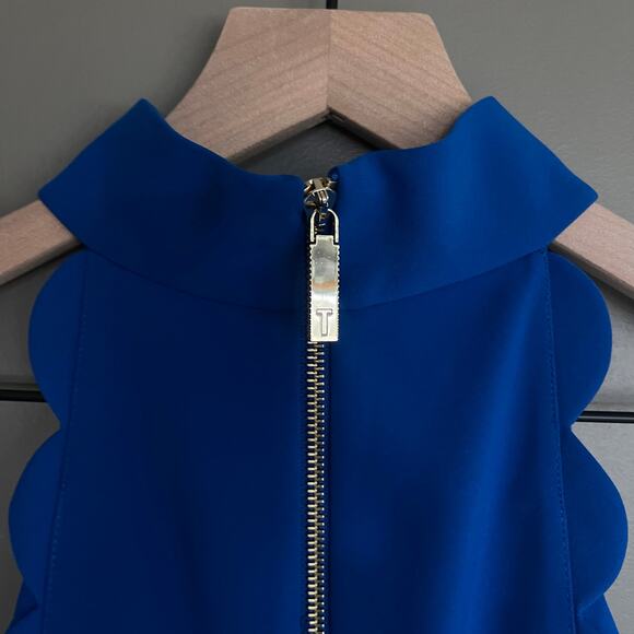 Ted Baker Torrii Dress Blue Size 6 Halterneck Scalloped Cute Chic High Neck Sexy - Picture 12 of 16